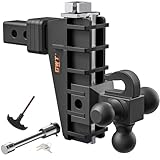 GWTAUTO Adjustable Trailer Hitch with Hook, Tri-Ball (1-7/8' x 2' x 2-5/16') Drop...