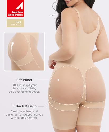 SHAPELLX Women Shapewear Bodysuit Tummy Control Body Shaper Butt Lifting Seamless Sculpting Body Suit2