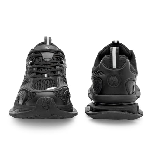 Image of Red Tape Men's Sneakers Grey Black Mesh Pu Round Toe Lace-Up