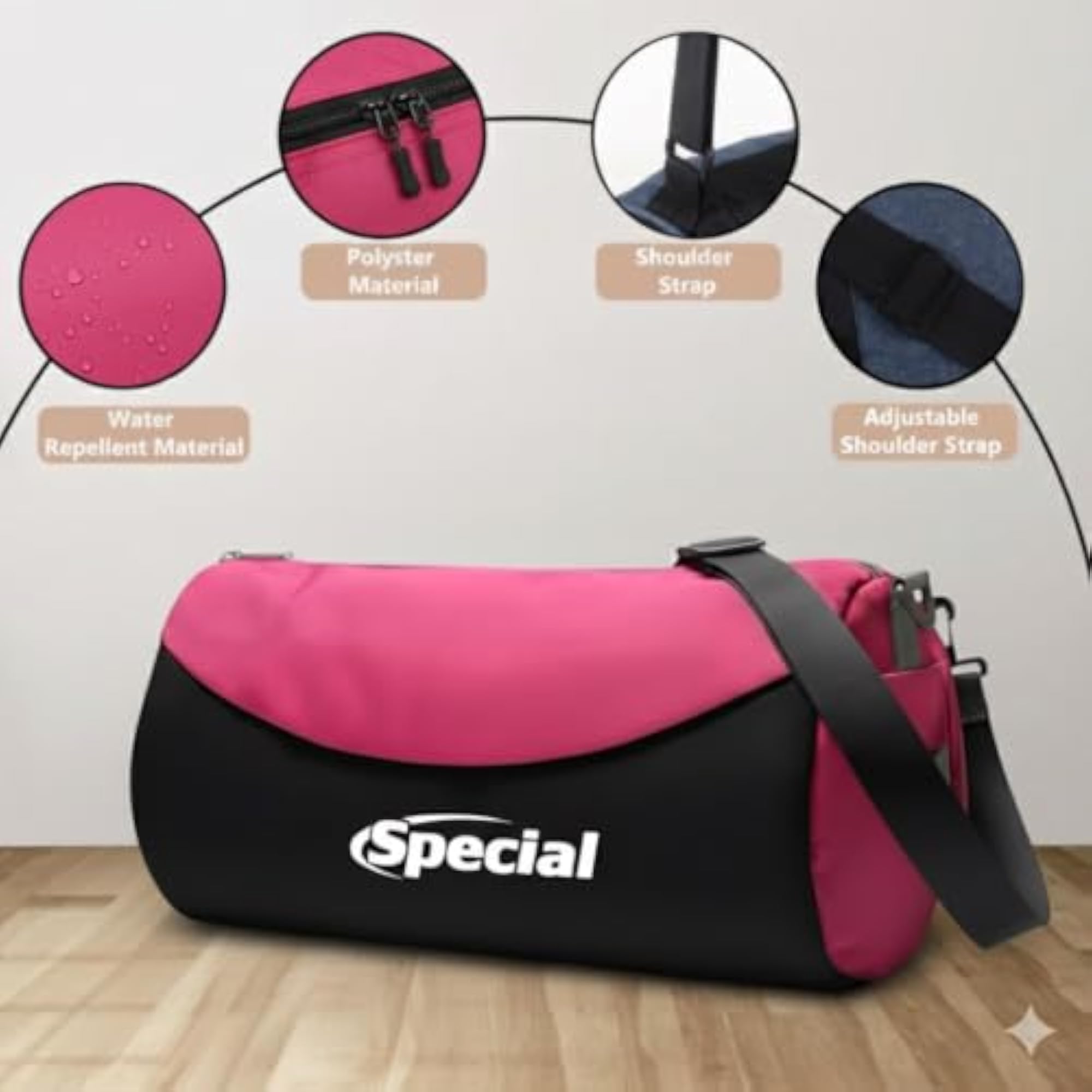 Special Gym Bag Pink and Black, Unisex