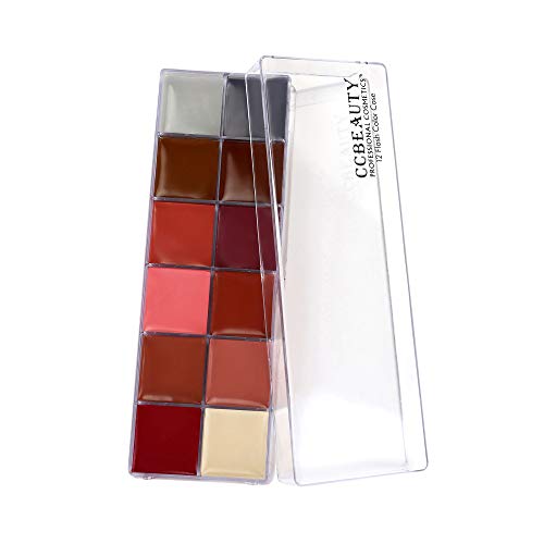 Ccbeauty Professional Face Body Paint Oil 12 Colors Halloween Art Party Fancy Make Up Set With 10 Blue Brushes,Light #TOP1