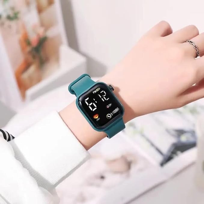 Image of XENTON Kids Digital Watch for Boys & Girls | LED Display Wrist Watch | One Touch Time & Date Display | Adjustable Strap | Lightweight Casual Watch for Kids Boys (Green)