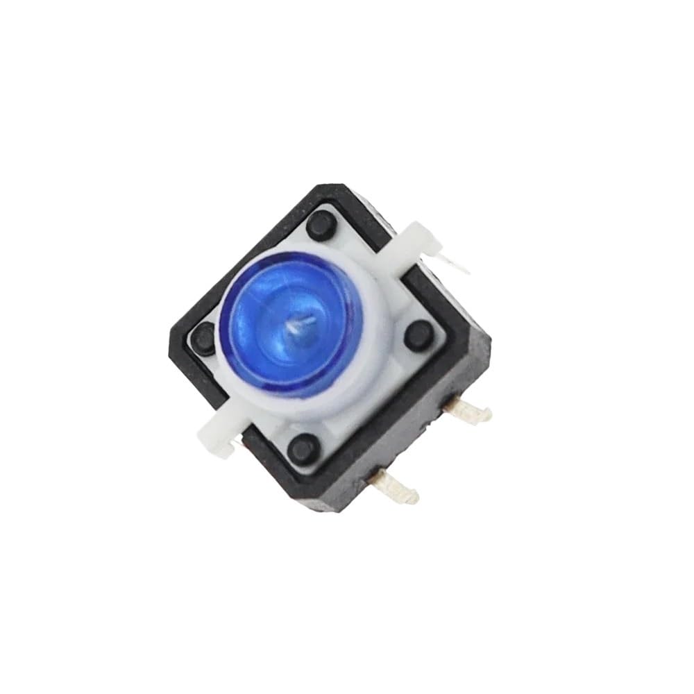 IDGTTLDF 5PCS Reset Button Momentary Switch With Light 12x12x7.3 mm Blue LED Illuminated Tact Switch 12 * 12 * 7.3 MM