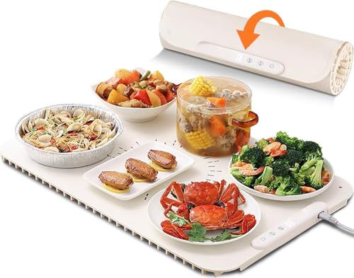 Plateau chauffant électrique portable avec température réglable de 60 à 100 °C et minuteur pour fêtes, camping, restauration