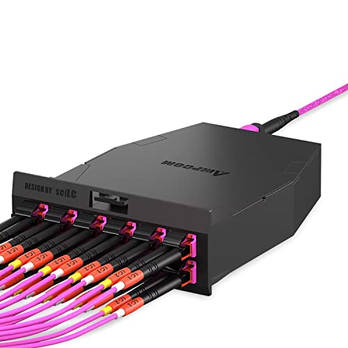 Image of AMPCOM MPO to MPO Trunk Cable 50 /125μm Multimode OM4 (12 Fiber, MPO to MPO Female, Type B, LSZH /Riser, UPC, Magenta) 2m (6ft)