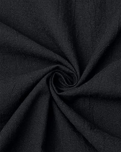 Men's Short Sleeve Linen Button Down Shirts Casual Beach Wedding Tops Black — view 5