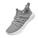 Womens Gym Shoes Lightweight Sport Running Shoes Comfy Tennis Shoes Casual Walking Sneakers for Jogging, Fitness, Work, 10, 41, Grey