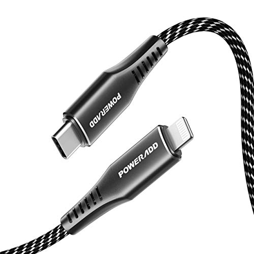 USB C to Lightning Cable POWERADD 3.3ft [Apple MFi Certified] Nylon Braided Fast Charging iPhone Charger and Sync Cord for iPhone 12/12 Mini/12 Pro/12 Pro Max/X/XS/XR/8