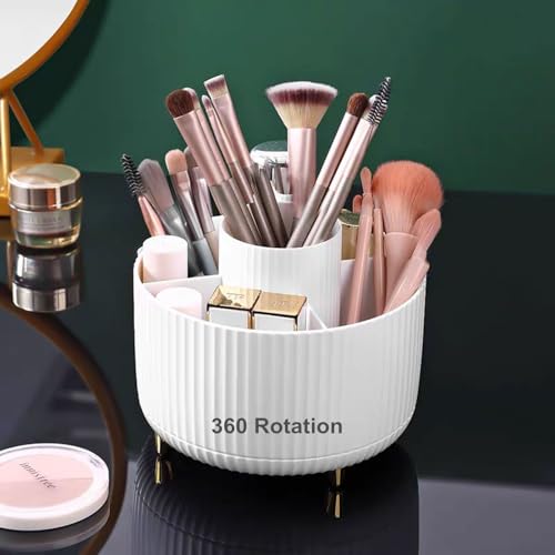 SIETIOJI 5 Slots 360° Drehbarer Beauty Organizer,Kosmetik Make Up Organizer,Kosmetikregal Kosmetik Organizers für Schlafzimmer,Badezimmer,Frisiertisch.(weiß)