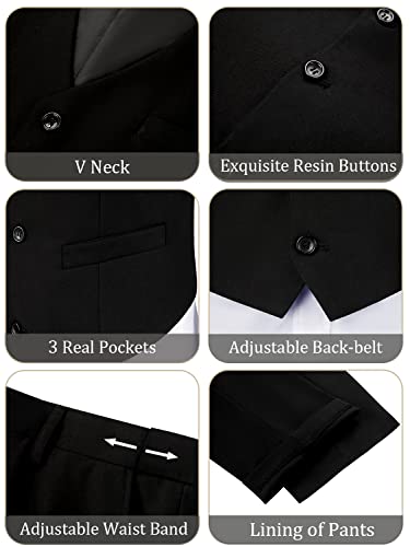 Men Suits Slim Fit 2 Piece Suit Set Black Suits For Men Groomsmen Wedding Tuxedos Solid Vest Pants With Tie Funeral Prom Suits S #TOP5