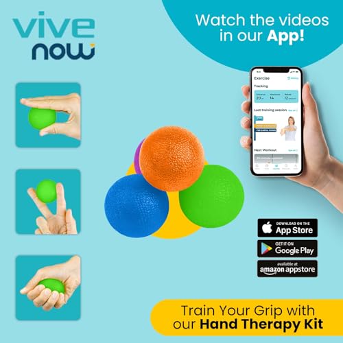 Vive Squeeze Balls for Hand Therapy, Exercise, Arthritis (w/ Rehab Video App) - Grip Strengthener Occupational Equipment for Finger, Wrist, Carpal Tunnel, Pain Relief, Stress - Resistance Strength Squeezing Egg Trainer - Image 3
