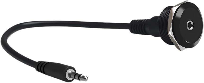 3.5mm TRS Stereo Panel Mount Adapter - Threaded Round Connector, Male to Female Short Cable, for Headphones & Microphones 20cm 0.65FT