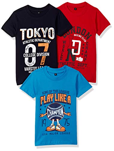 Image of T2F Boy's Cotton Solid Regular Fit T-Shirt (Pack of 3)