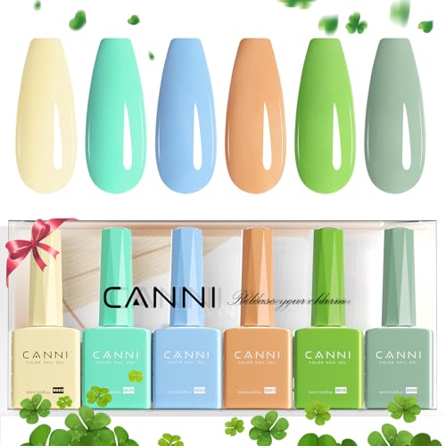 CANNI Esmaltes Semipermanentes de Uñas en Gel 6 Color amarillo verde azul naranja verde gris UV Gel Kit Gel Nail Polish Esmalte Uñas Valentín Kit Uñas Semipermanentes Pintauñas Semipermanentes Set
