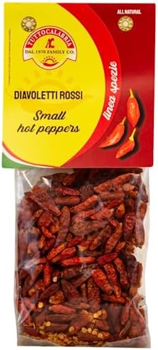 TUTTOCALABRIA Diavoletti Rossi Chili Peppers, Dried Hot Peppers, 50 g