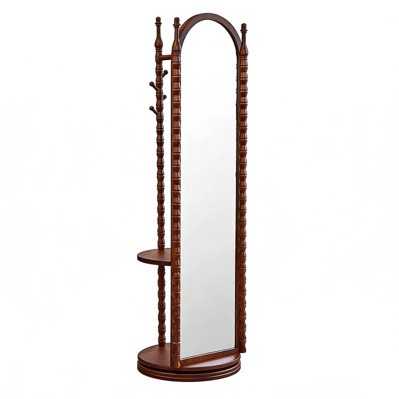 KIBONCY Espejo de tocador francés Madera Maciza, Estilo Mediados Siglo, Giratorio, Independiente, Longitud Completa con Percha for Sala Estar, Dormitorio, Entrada, Uso doméstico(46x172)
