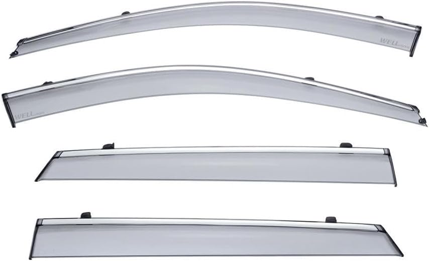 WellVisors Window Visors Wind Deflectors Compatible with Hyundai Santa Fe XL 2013-2019 with Chrome Trim Rain Guards 3-847HY010