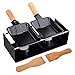 2 Pcs Mini Fondoir à Fromage | Accueil Ensemble de torréfacteur à Fromage antiadhésif | Outil de grillade de Cuisine à Domicile en Acier au Carbone avec Manche en Bois Generic