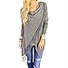 Sunward Fashion Womens Tassel Slash Tops Long Sleeve T-shirt Blouse Sweatshirt (L, Grey)