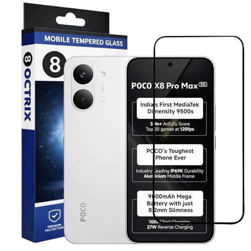 Image of Premium Tempered Glass Screen Protector Compatible for Poco X8 Pro Max with Edge to Edge Coverage - Case Friendly, Anti-Scratch & Bubble-Free Installation Kit (Pack Of 1)