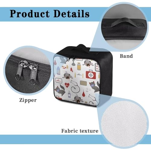 Image of Gomyblomy White First Aid Kit Empty Dog Print Medicine Travel Kit Portable Emergency Bags Medical Supplies Organizer Pouch for Home Dorm Office Car Camping Hiking