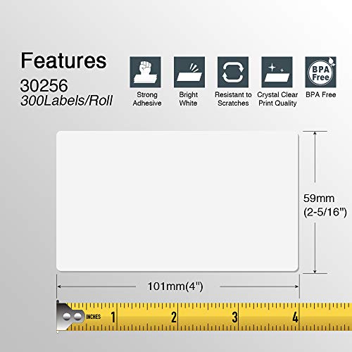 Betckey - Compatible Dymo 30256 (2-5/16" X 4") Shipping Labels, Strong Permanent Adhesive & Perforated, Compatible With Dymo Labelwriter 450, 4Xl, Rollo & Zebra Desktop Printers [10 Rolls/3000 Labels] #TOP1