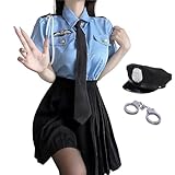 [YZYVIOW] ポリス コスプレ レディース ハロウィン 仮装 セクシー 可愛い 警察 婦警 警察官 ミニスカ 制服 コスチューム ワンピース イベント cosplay パーティー 文化祭