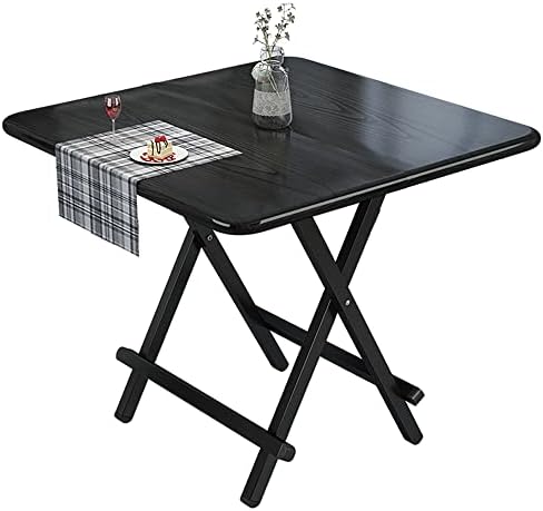 Rukulin Portable Foldable Dining Table Kitchen Table Space Saving Drop Leaf Dinner Table Motorhome Table (Black)