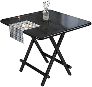 Rukulin Portable Foldable Dining Table Kitchen Table Space Saving Drop Leaf Dinner Table Motorhome Table (Black)