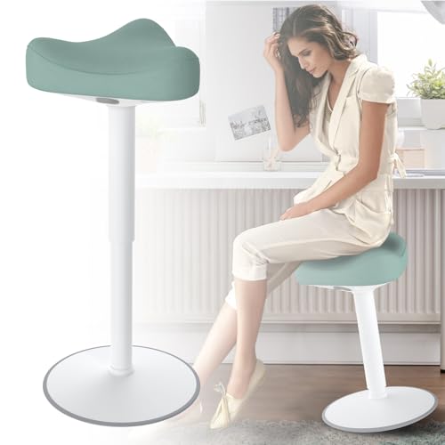 UISEBRT Taburete ergonómico, altura regulable 47-65 cm, taburete de pie antideslizante, para salón, dormitorio, oficina, verde