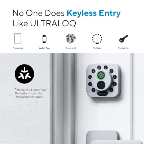 Image of ULTRALOQ Bolt SE Smart Lock, Built-in Wi-Fi, Matter Over Thread, Works with Apple Home, Alexa, Google, 7-in-1 Keyless Entry Deadbolt with Fingerprint ID, App, Code, Remote Control, Gray