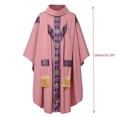BPURB Katholische Priester Chasuble Messgewand Kirche Zelebrant Vater Messe Gewand Robe mit Stola
