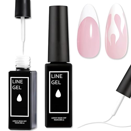 White Gel Nail Polish Liner - French Tip Gel Polish - Classic Basic White Colour Art Paint for Thin Line Soak Off DIY Home Salon Manicure Salon