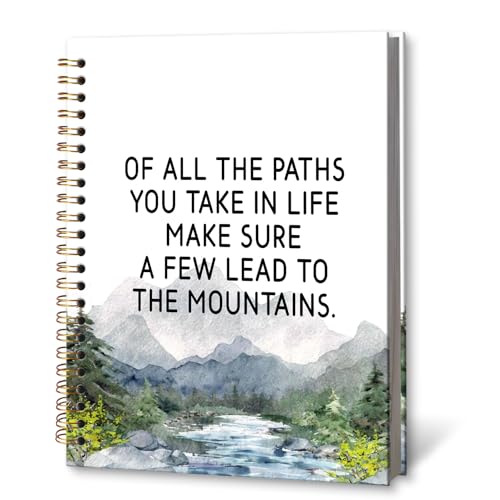 KTYHD Inspirational Mountain Notebook Journal 5.5x8.3in,Mountain Cabin Journal for Writing,Cabin Landscape Motivational Notebooks for Note Taking,Motivational Forest Nature Hardcover Spiral Notebook