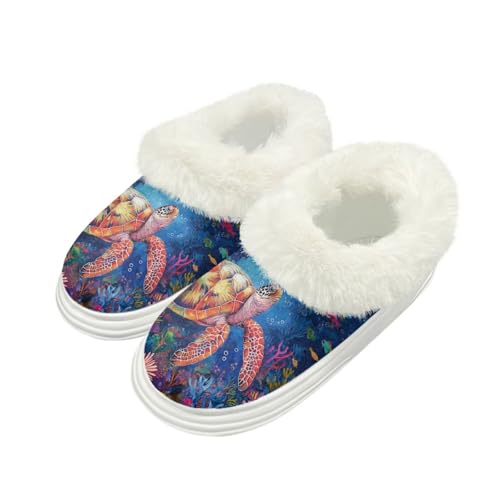Womens Fuzzy House Slippers Warm Bedroom Shoes Non Slip Platform Comfy Fleece Slippers Indoor and Outdoor