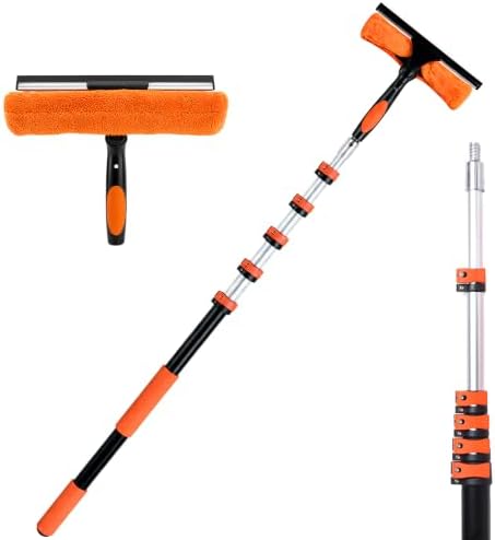 26FT Window Washing Kit, Squeegee with Telescopic Extension Pole