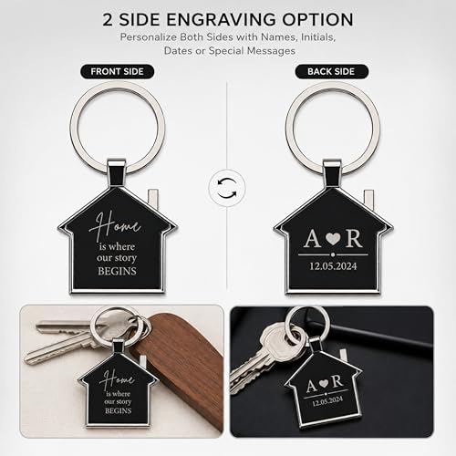 Image of Personalized Double-Sided Metal Keychain, Premium Silver Finish, Custom Name Engraving, Elegant Gift Key Ring for Men, Women