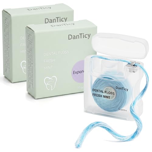 Woven Dental Floss, Dentist-Designed, Waxed, Expanding, Kid-Friendly String Floss for Oral Care (Mint, 2 Pack)