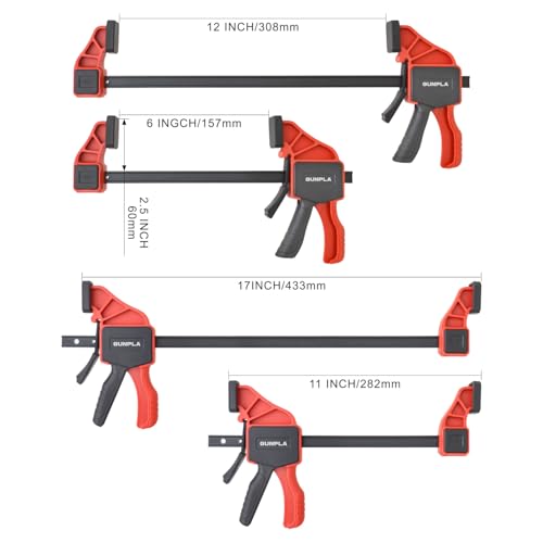 10Pcs Bar Clamps Set for Woodworking,Adjustable 6\" and 12\" Heavy Duty Clamps with 150lbs Force, One-Handed Quick Grip Release Clamping Jaws Holding, with 4 and 6-Inch Spring Clamp Tools for Woodwork - Thumbnail 3
