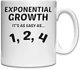 Apto para microondas Exponential Growth It\'s As Easy As 1 2 4 Funny Math White - Taza de cerámica, color blanco