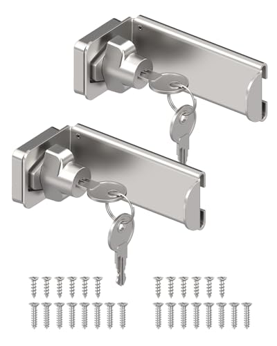 MeBantoo 90 Degree Barn Door Lock with Key, Hasp Latch, Silver-2 Pcs