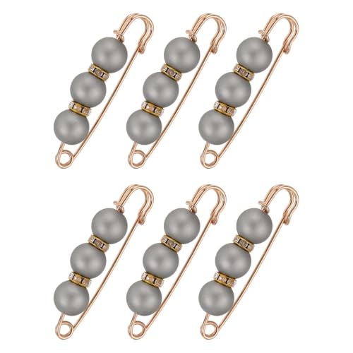 MECCANIXITY 6 épingles broche perle Épingles de sûreté broche gris mat