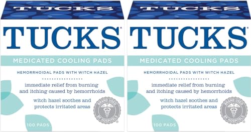 Image of Tucks Medicated Hemorrhoid Cooling Pads. 100 Pads Each (Pack of 2)