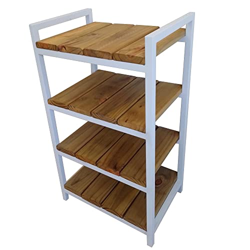 Estante Sapateira Vertical Madeira Maciça e Metal Estilo Industrial Multiuso Resistente Moderna SD-5