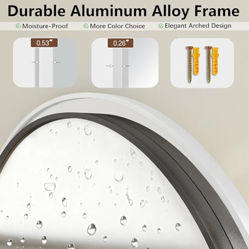 Image of Large Full Length Mirror, 30 inchx71 inch Arched Floor Mirror Full Length with Stand, Room Decor Big Full Body Mirror with HD Tempered Glass Aluminum Frame for Bedroom Living Room,White