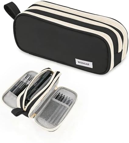 wonsar Federmäppchen Mäppchen Federtasche 3 Fächer Große Kapazität Pencil Case Federmappe Jungen Mädchen Teenager Erwachsene Schulmäppchen für Schule & Büro
