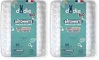 Dodie Wattestäbchen für Babys, Bio, ab der Geburt, 60 Stück (Packung mit 2)