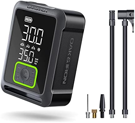 OAK&IRON Battery Tire Inflator 2X Faster Inflation Portable Air Compressor 150PSI Cordless Tire Pump with LED Screen for Cars, Bikes, Motorcycles, and Balls