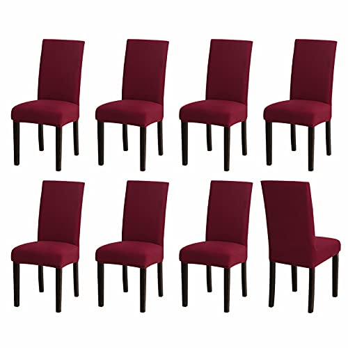 Sufdari Chair Covers 8 Red,Stretch Dining Chair Covers, Spandex seat Covers for Dining Chairs,Elastic Washable Chair Protectors for Dining Room,Hotel,Restaurant,Banquet (8,Red)