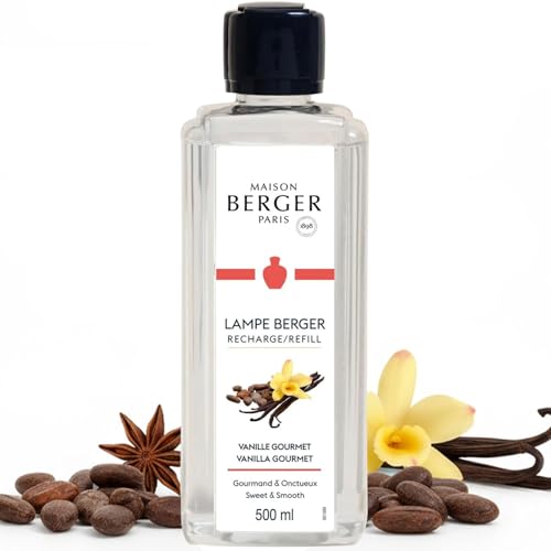 MAISON BERGER – Recharge Lampe Berger Vanille Gourmet 500 ML – Liqueur de Vanille, Gousse de Vanille, Cacao – Parfum Gourmand, musqué – Anti-odeurs...